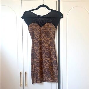 American Apparel Black and Brown Bodycon Mini Dress